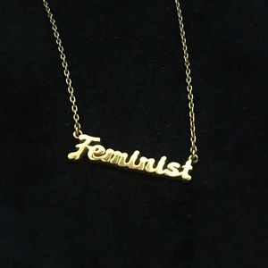 Gold Feminist Nameplate Necklace